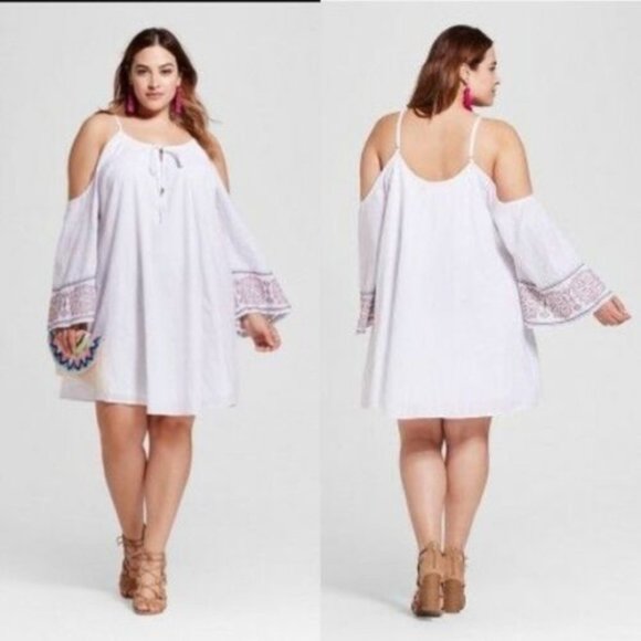 Ava & Viv Dresses & Skirts - Ava & Viv Embroidered Festival Cold Shoulder Dress Peasant Boho Size 4X HW6997